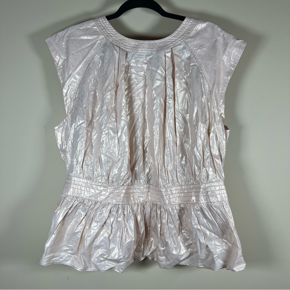 Anthropologie Shiny Open Back Top